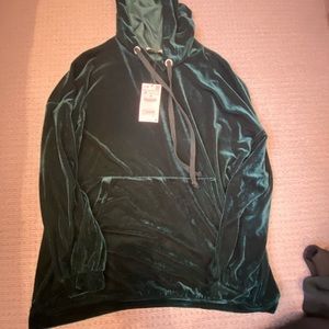 ♦️ ZARA velvet green emerald hoodie
